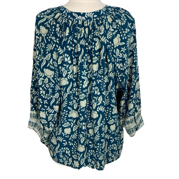 Natalie Martin Remy Teal Blue Floral Silk Blouse - Picture 4 of 11
